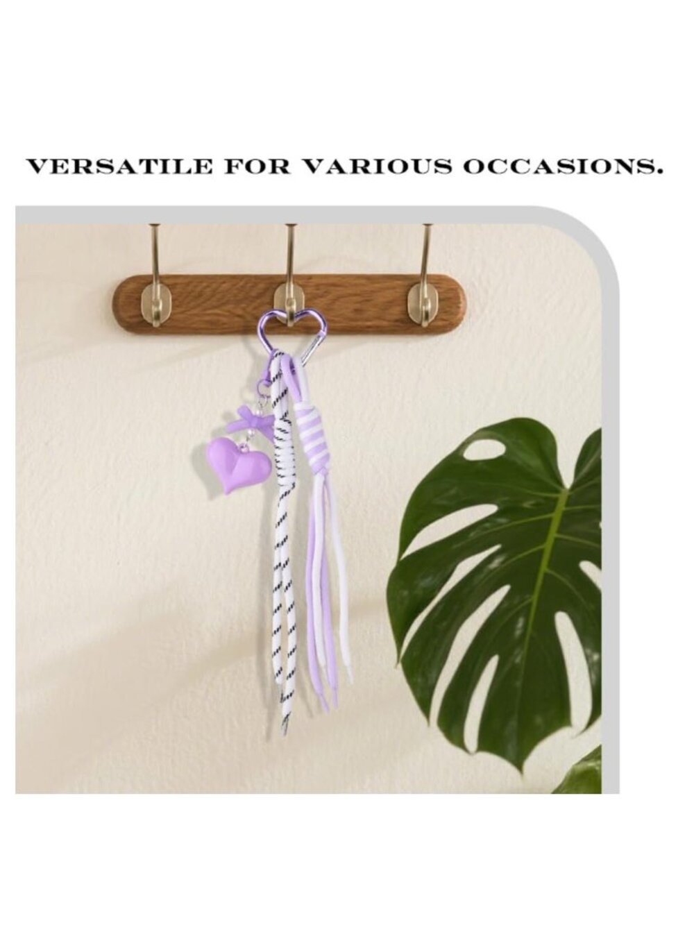 Braided Rope Keychain Backpack Charm Heart Bow Keyring - Picture 4 of 6